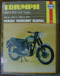 Haynes Manual for Triumph 350 and 500 models