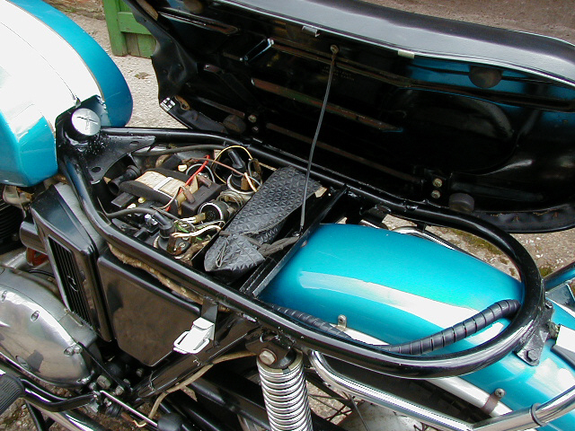 1972 Triumph TR6 Tiger - under seat showing tools and originality